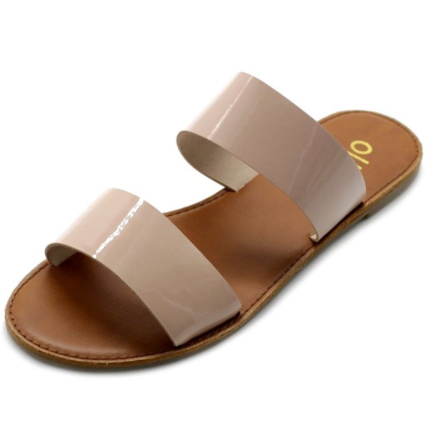 Ollio Womens Patent Strap Sandals