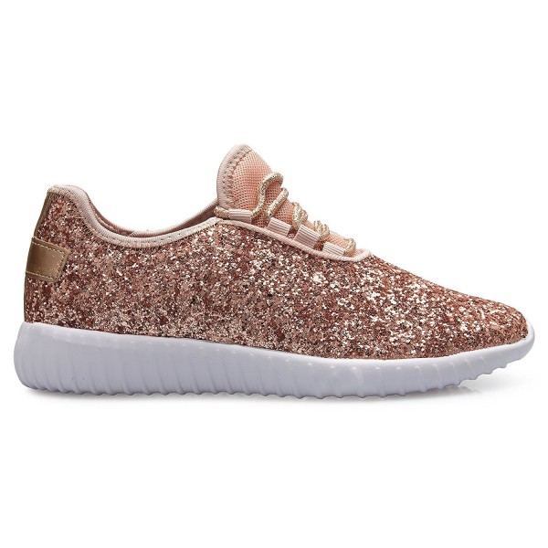 Womens Easy On Casual Fashion Sparkly Glitter Sneakers - Comfort ...