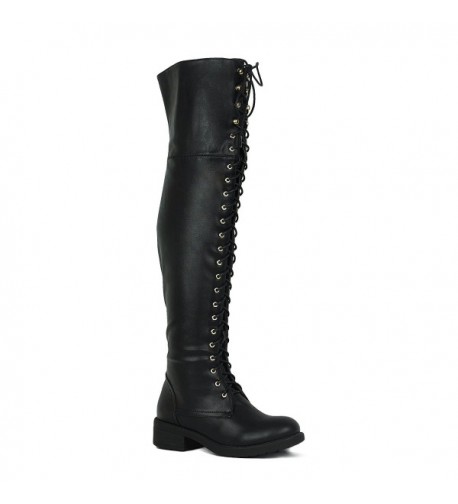 Women's Over The Knee Boots Tall Lace Riding Boots Thigh High Combat ...