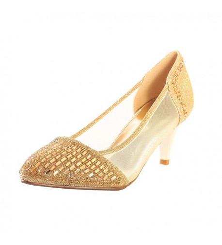 Women's Goldtone Open Toe Pump - Gold - C0185RS6L88