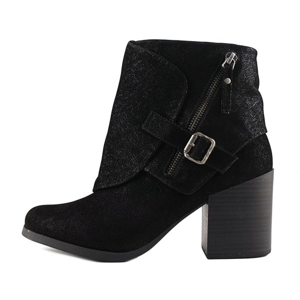 Daxx Women Round Toe Synthetic Ankle Boot - Black Embossed Fawn Pu ...