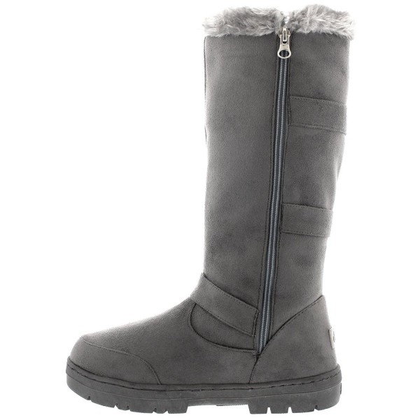 Womens Slouch Snow Winter Waterproof Long Zip Knee High Boots - Gray ...