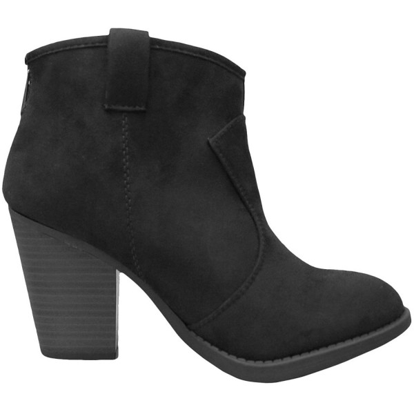 Women's Western Country Stacked Chunky Heel Ankle Bootie - Black Imsu ...