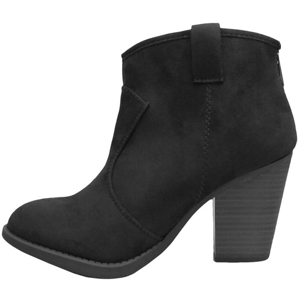 Women's Western Country Stacked Chunky Heel Ankle Bootie - Black Imsu ...