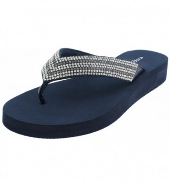 navy blue rhinestone flip flops