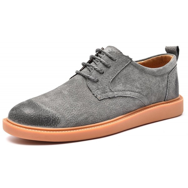 Men's Urban Suede Leather Oxfords Shoes Lace Up Classic Flats - Grey ...