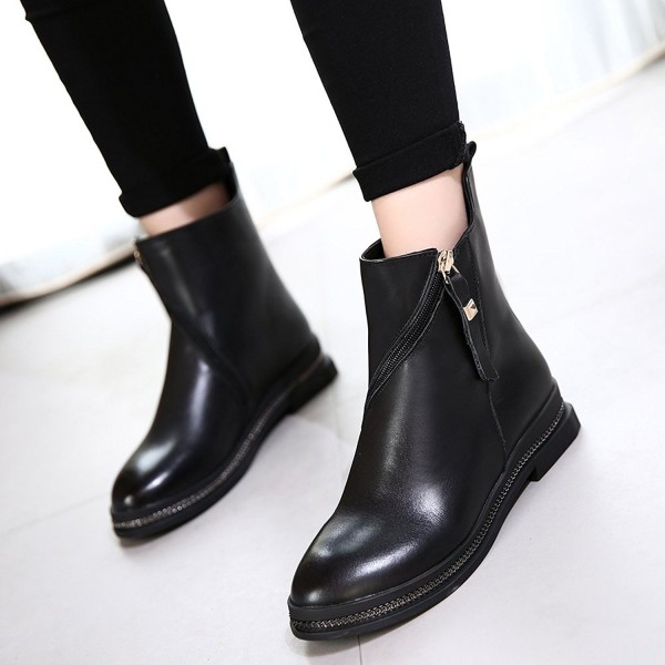 Women Soft Action Leather Chunky Low Heel Ankle Chelsea Boots Ladies ...