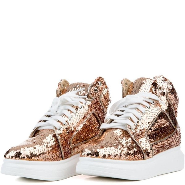 Womans Fashion High Top Sneakers Forever 5 Rose Gold Cc18862hkok 0874