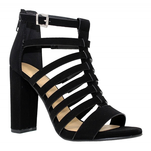 Women's Strappy Open Toe Chunky Heel-Comfy Stacked Heeled Sandal-Sexy ...
