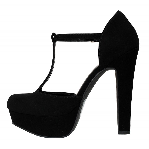 Women's Closed Toe T-Strap Platform Pumps-Shoes - Black Nbpu*h ...