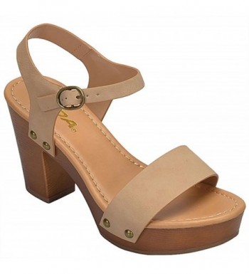 Women's Bold Buckles Studded Wedge Sandal In Leatherette MVE Shoes ...