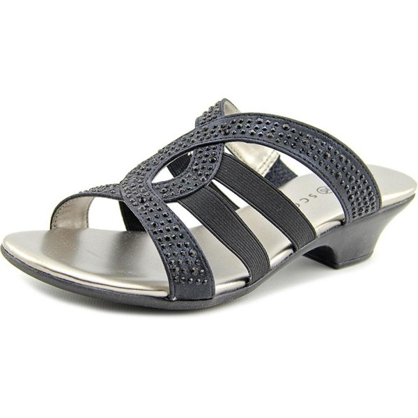 Womens Emet Peep Toe Casual Slide Sandals - Black - C912O417QCY