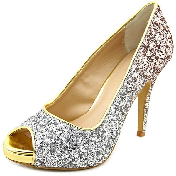 Sodi Womens Cereza Peep Toe Classic Pumps - Silver/Gold Glitter ...