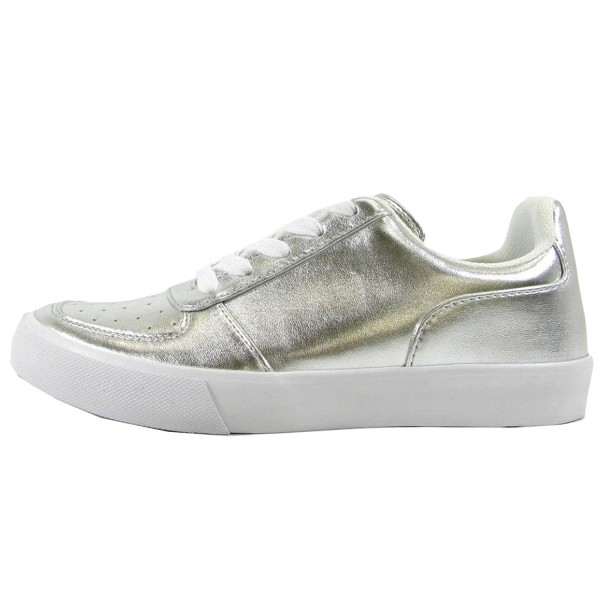 Women's Metallic Platform Casual Athletic Fashion Sneaker - Silver ...