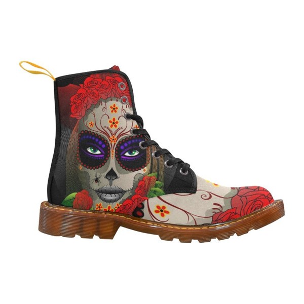 Shoes Sugar Skull Day Of The Dead Lace Up Martin Boots For Women ...