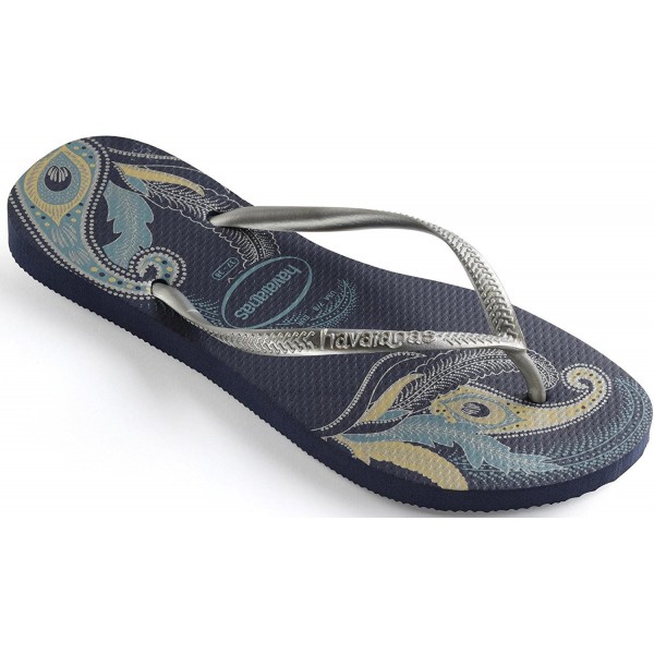 Women's Slim Organic Sandal Flip Flop - Navy-silver - CW188OWIDGK