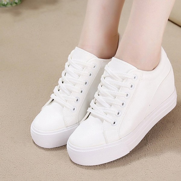 Fashion Leather Sneakers Platform - White 2 - CK184OZ06S4