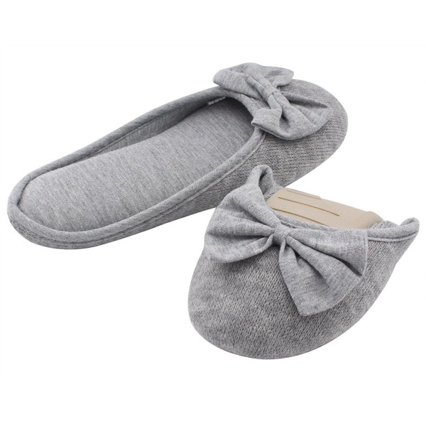 Women's Cozy Cashmere Cotton Closed Toe House Slippers With Cute Bow ...
