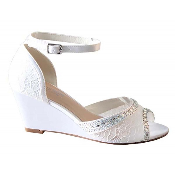 all white wedge heels
