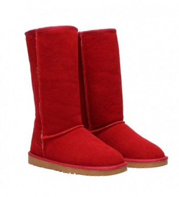 red winter boots