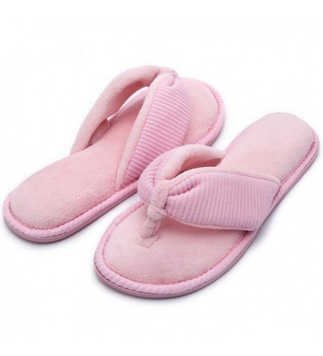 Women's Memory Foam House Spa Thong Slippers - Pink - CD180H35KZT