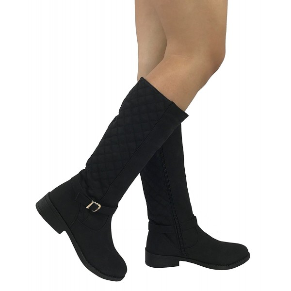 black knee high boots flat heel