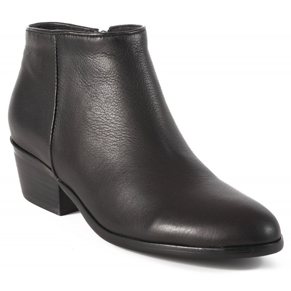 Riley Black Leather Ankle Boots with Rounded Toe Shape and Outside ...