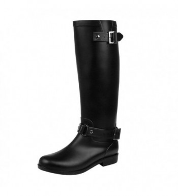 Women's Tall Rain Boots Zipper Adjustable Wellies Wellington Booties ...