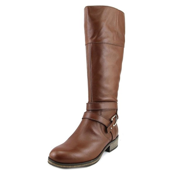 Tess Round Toe Leather Mid Calf Boot - Brown - C9186AZT58S