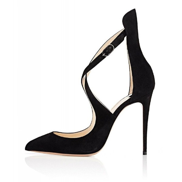 pointed toe heels with ankle strap black