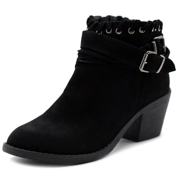 Ollio Women Suede Buckled Stacked