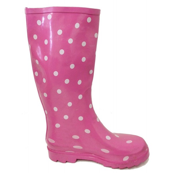 Womens Multiple Styles Wellies Fashion - Pink Polka Dots - CJ1275Q102F