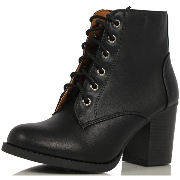 black leather booties chunky heel