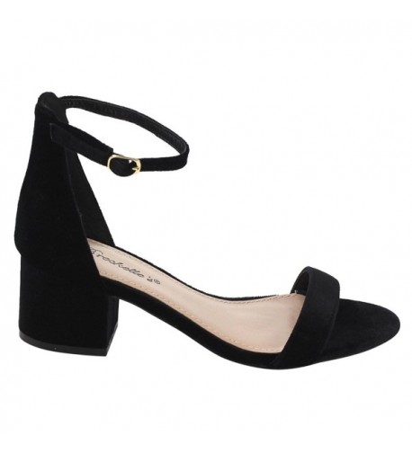 Velvet Chunky Heel Sandal - Black - CL17YQW9NGA