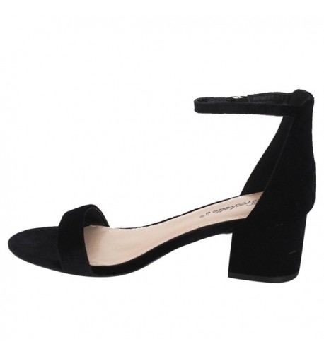 Velvet Chunky Heel Sandal - Black - CL17YQW9NGA