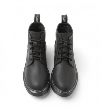 Womens Fashion Leather Ankle Bootie Casual Lace up Short Combat Boots ...