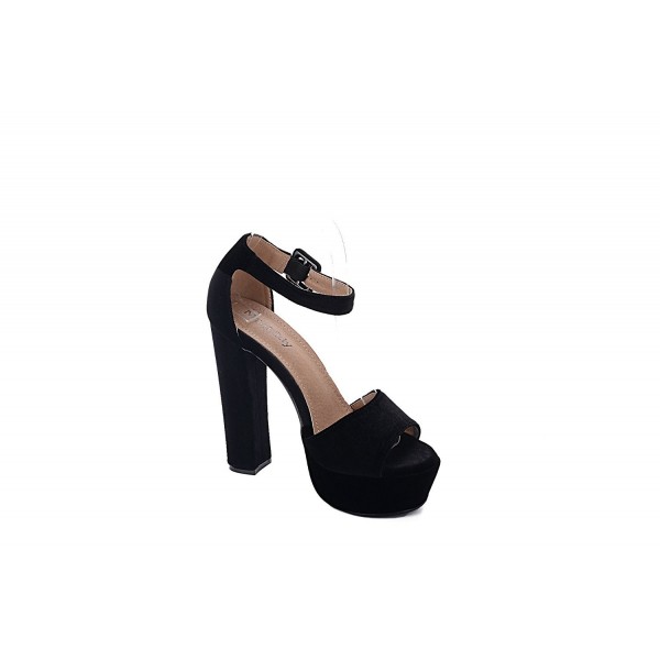 Kimberly Women's Glamorous Platform Block Chunky Heels- - Ve/Black ...
