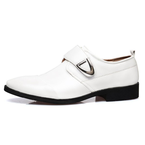 Mens Formal Business Oxford Velcro Straps Dress Shoes White