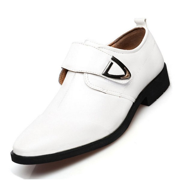 Mens Formal Business Oxford Velcro Straps Dress Shoes White