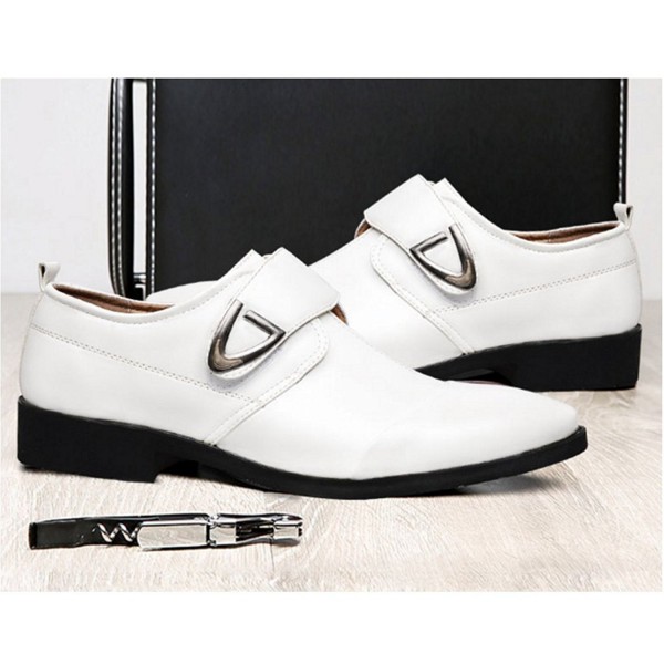 Men's Formal Business Oxford Velcro-Straps Dress Shoes - White ...