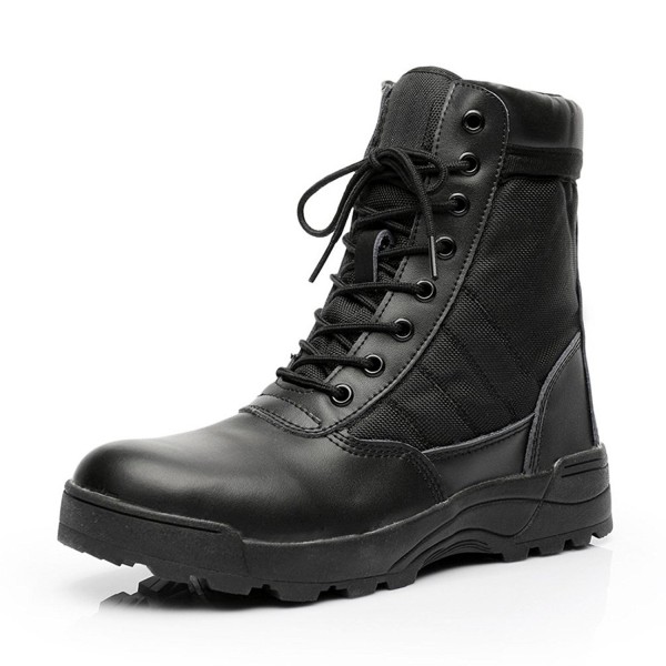 black steel toe boots with side zipper