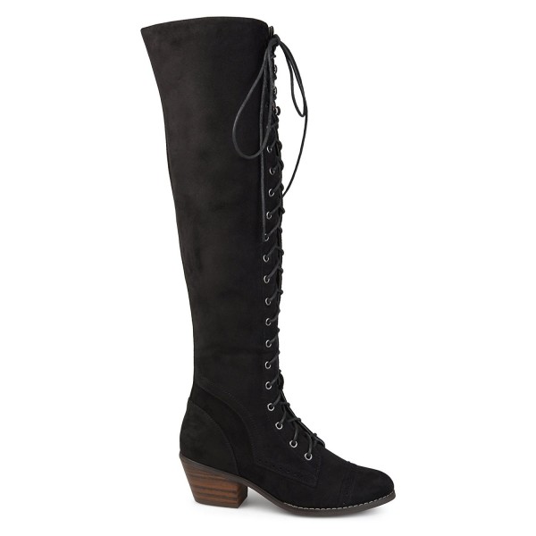 wide calf over the knee black suede boots