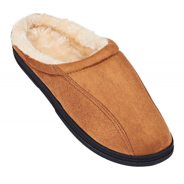 Men's Slip On Backless Moccasin Memory Foam Bedroom Slippers - Brown ...