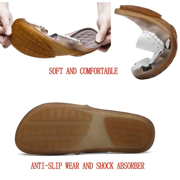 Men Casual Leather Beach Sandals Slippers Non-Slip Closed Toe Outdoor ...