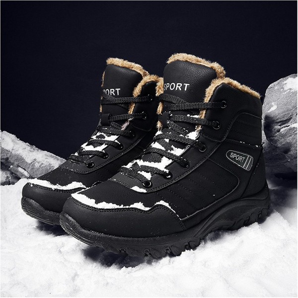 Men's Outdoor Walking Snow Boots Waterproof Fur Lined Warm Sneaker ...