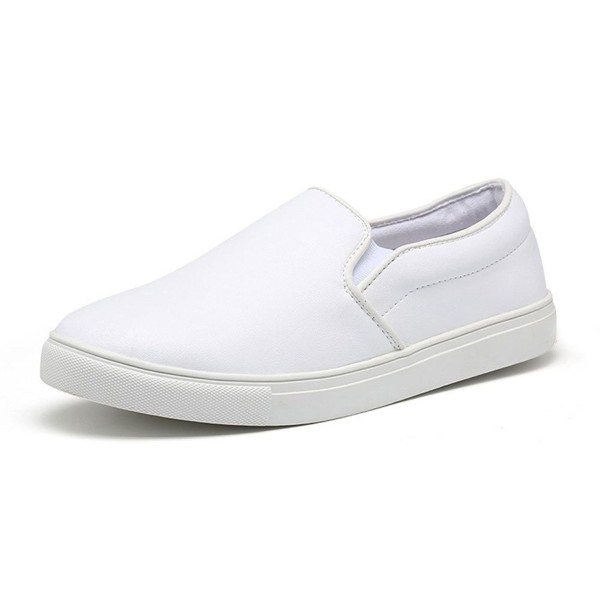 white slip on loafers