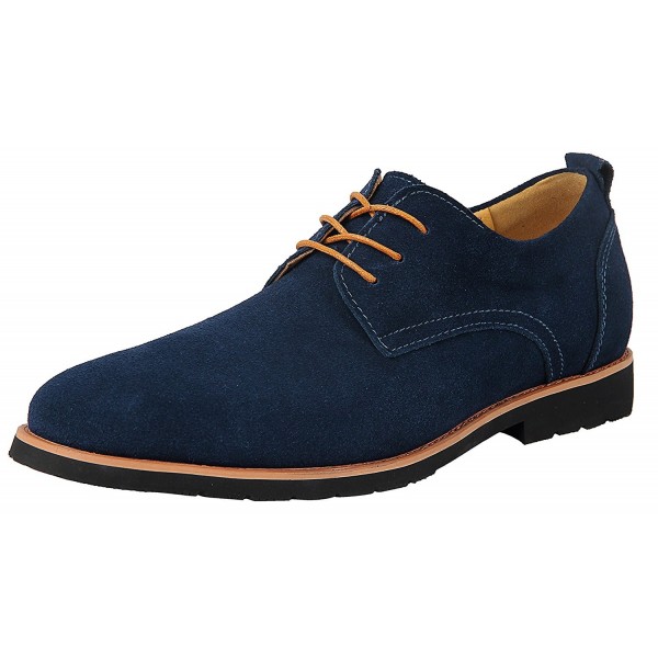 Mens Classic Suede Leather Oxford Shoes G2 - Blue With Comfort Footbed ...