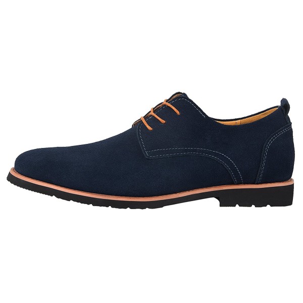 Mens Classic Suede Leather Oxford Shoes G2 - Blue With Comfort Footbed ...