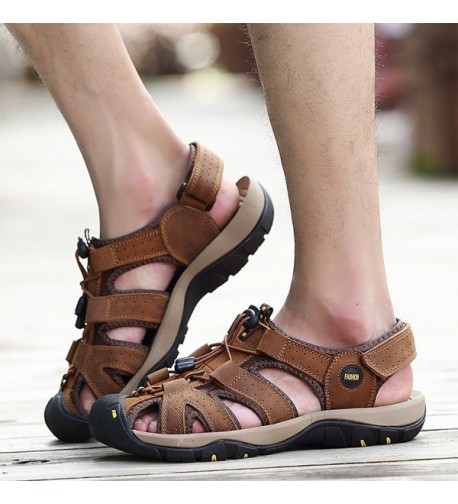 Men's Genuine Leather Sandals Athletic Fisherman Sandals for Outdoor ...