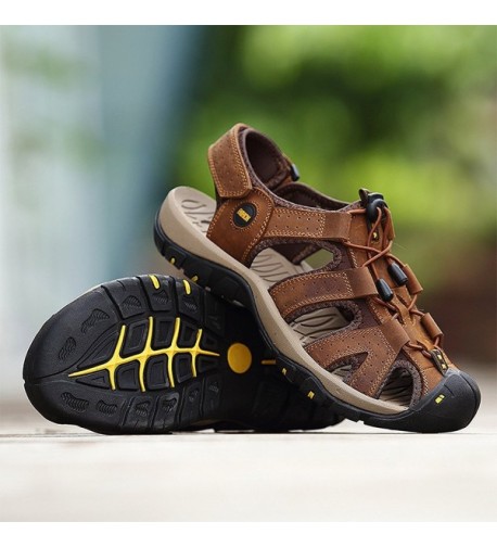 Men's Genuine Leather Sandals Athletic Fisherman Sandals for Outdoor ...